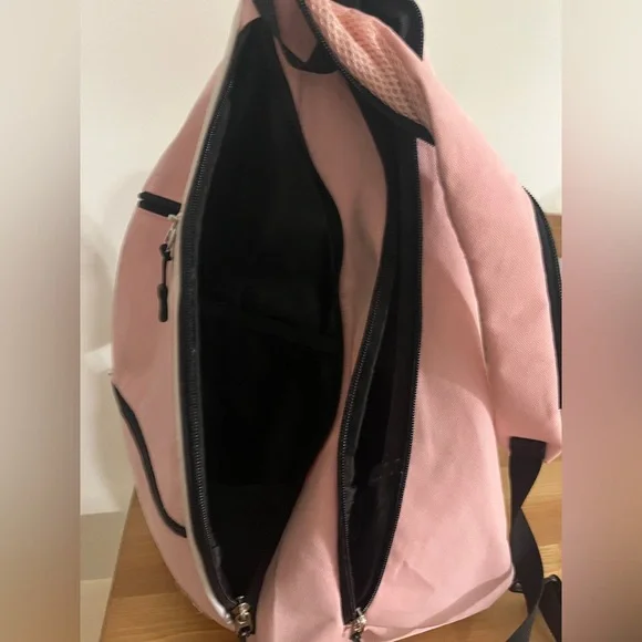 Pink Women's Canvas Backpack with Black Trim - Picture 4 of 8